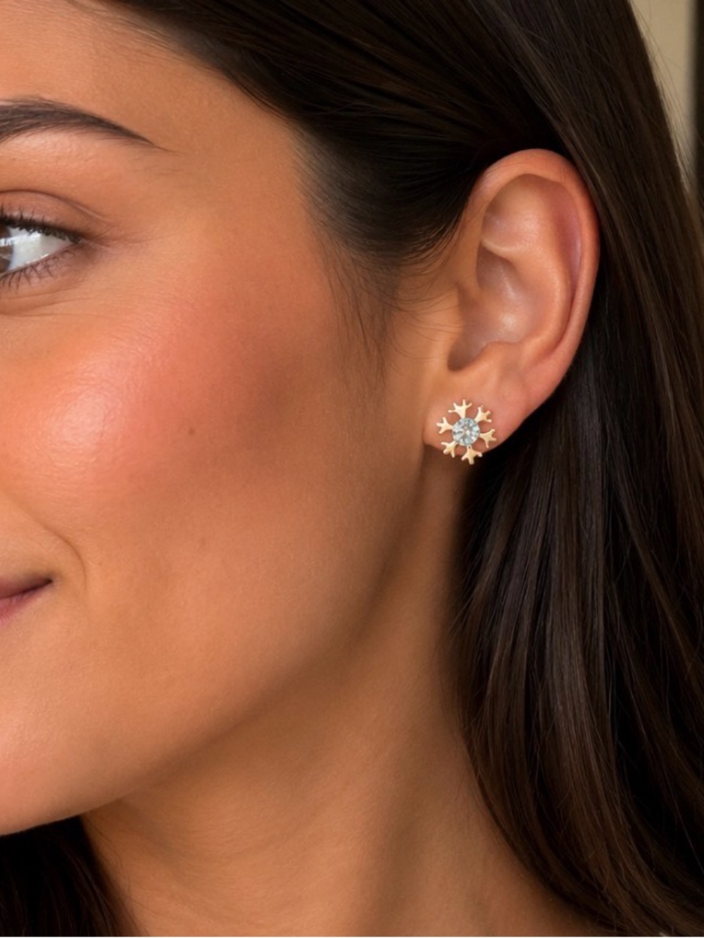 Gold Snowflake Stud Earrings - Women's Jewelry